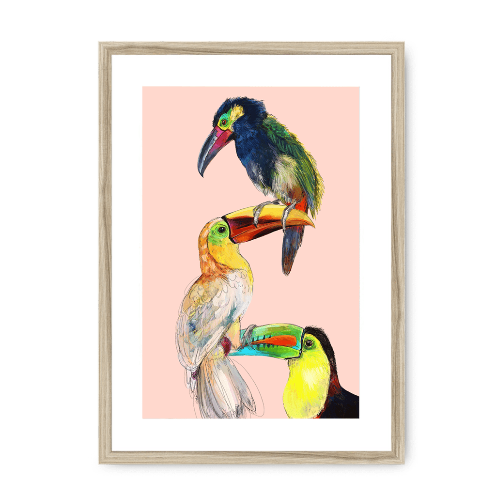 Tower Of Toucans Framed Print The Gathering A3 (297 X 420 mm) / Natural / White Mount Framed Print