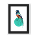 Blue Crowned Trogon Framed Print Drippy Birds A3 (297 X 420 mm) / White / Black Mount Framed Print