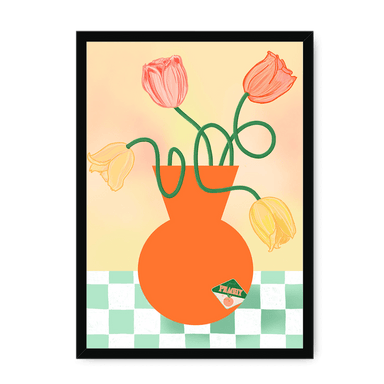 Tulips In Orange Framed Print Happy Stems A3 (297 X 420 mm) / Black / No Mount (All Art) Framed Print