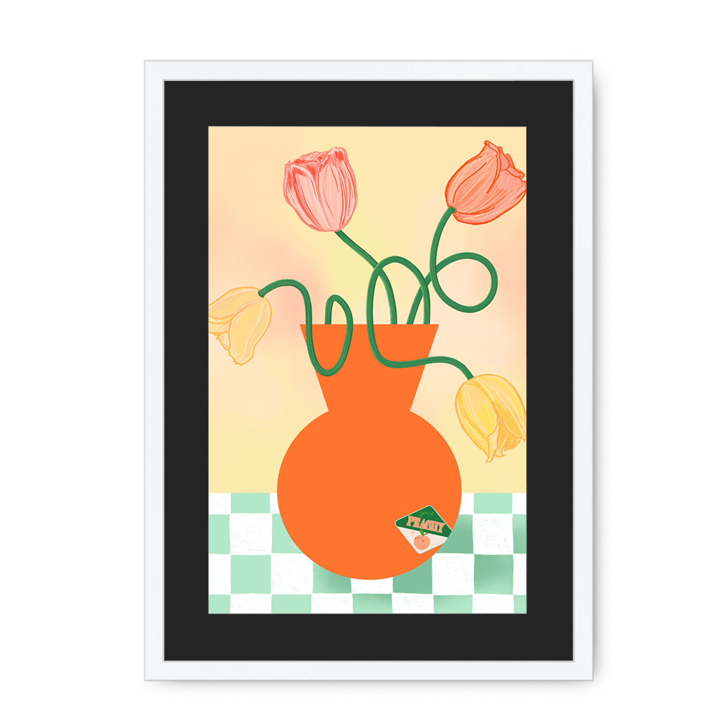 Tulips In Orange Framed Print Happy Stems A3 (297 X 420 mm) / White / Black Mount Framed Print