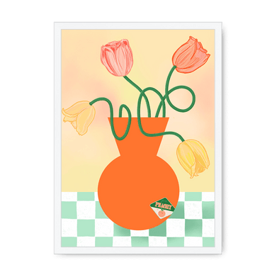 Tulips In Orange Framed Print Happy Stems A3 (297 X 420 mm) / White / No Mount (All Art) Framed Print