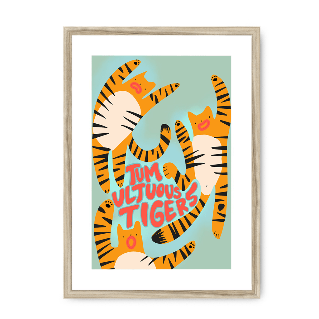 Tumultuous Tigers Framed Print Food Fur & Feathers A3 (297 X 420 mm) / Natural / White Mount Framed Print