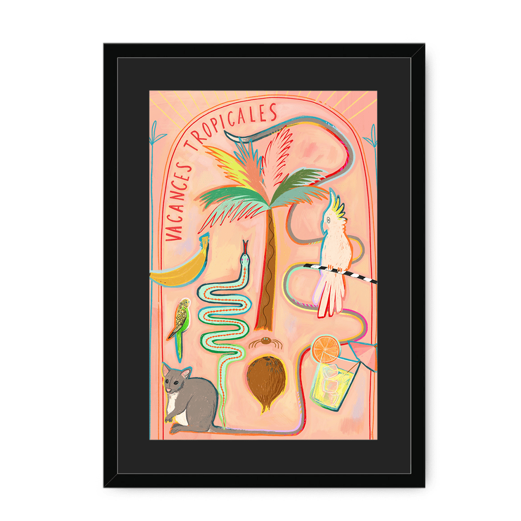 Vacances Tropicales Framed Print Aventures Des Créatures A3 (297 X 420 mm) / Black / Black Mount Framed Print