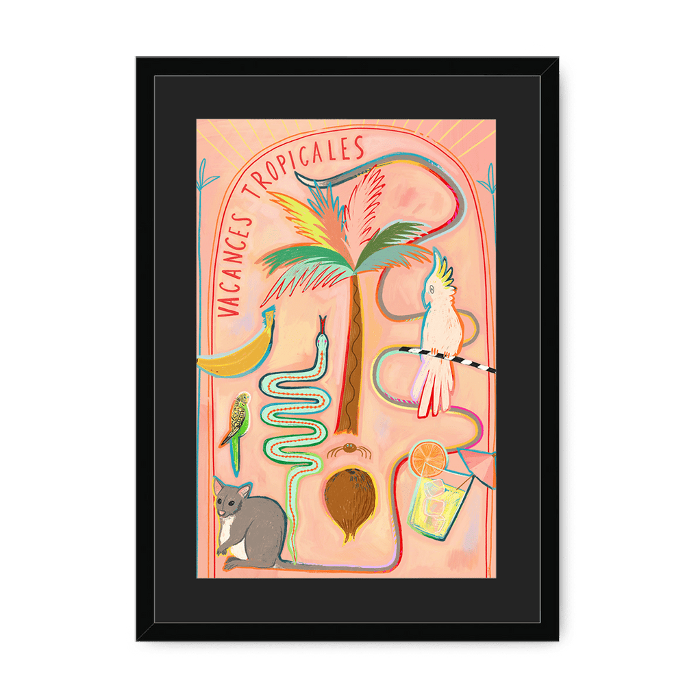 Vacances Tropicales Framed Print Aventures Des Créatures A3 (297 X 420 mm) / Black / Black Mount Framed Print