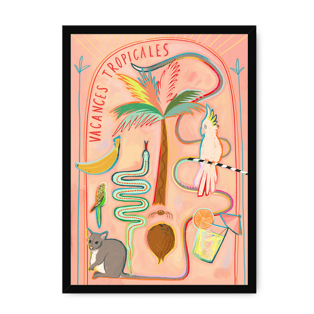 Vacances Tropicales Framed Print Aventures Des Créatures A3 (297 X 420 mm) / Black / No Mount (All Art) Framed Print