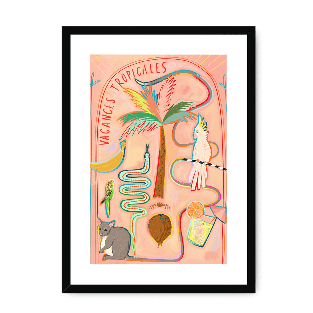 Vacances Tropicales Framed Print Aventures Des Créatures A3 (297 X 420 mm) / Black / White Mount Framed Print