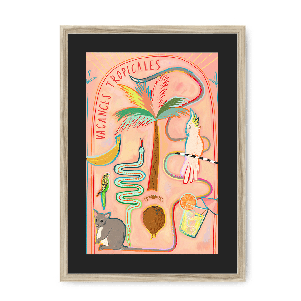 Vacances Tropicales Framed Print Aventures Des Créatures A3 (297 X 420 mm) / Natural / Black Mount Framed Print
