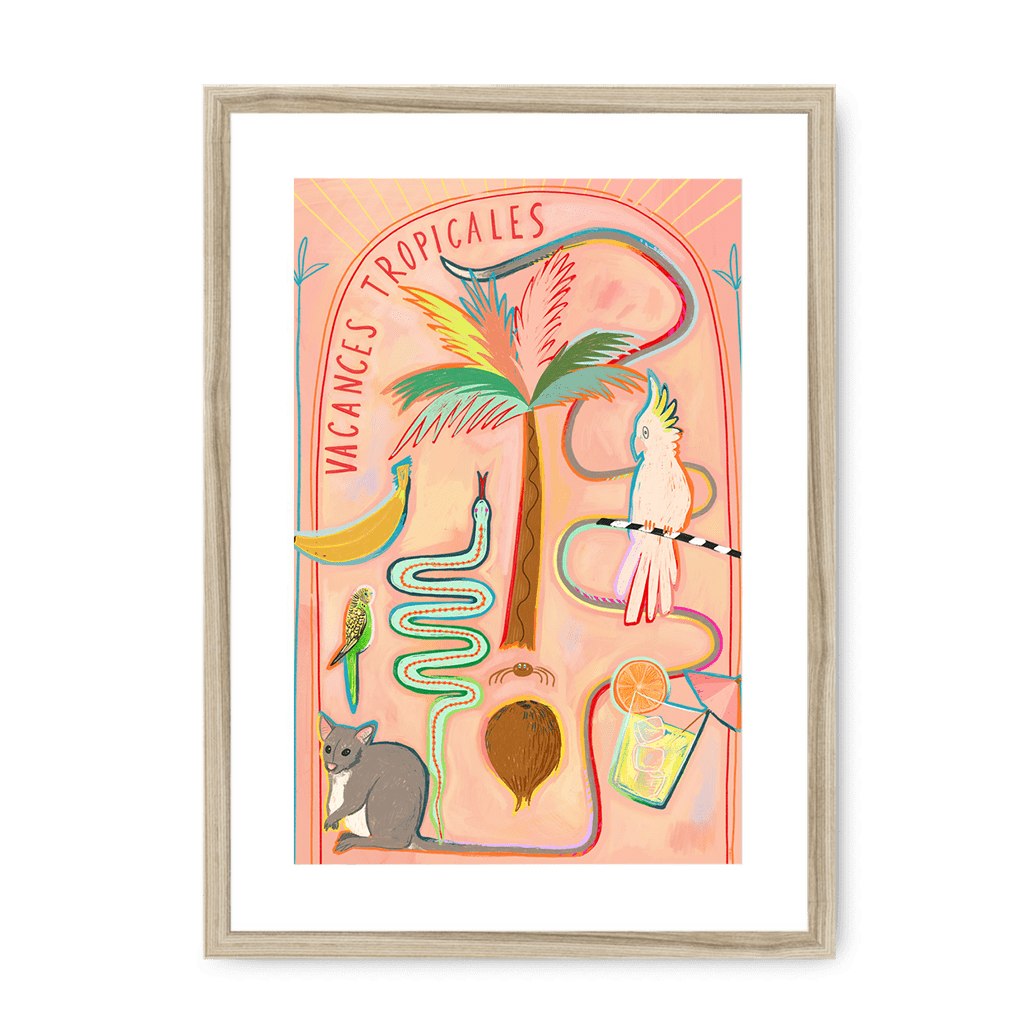 Vacances Tropicales Framed Print Aventures Des Créatures A3 (297 X 420 mm) / Natural / White Mount Framed Print