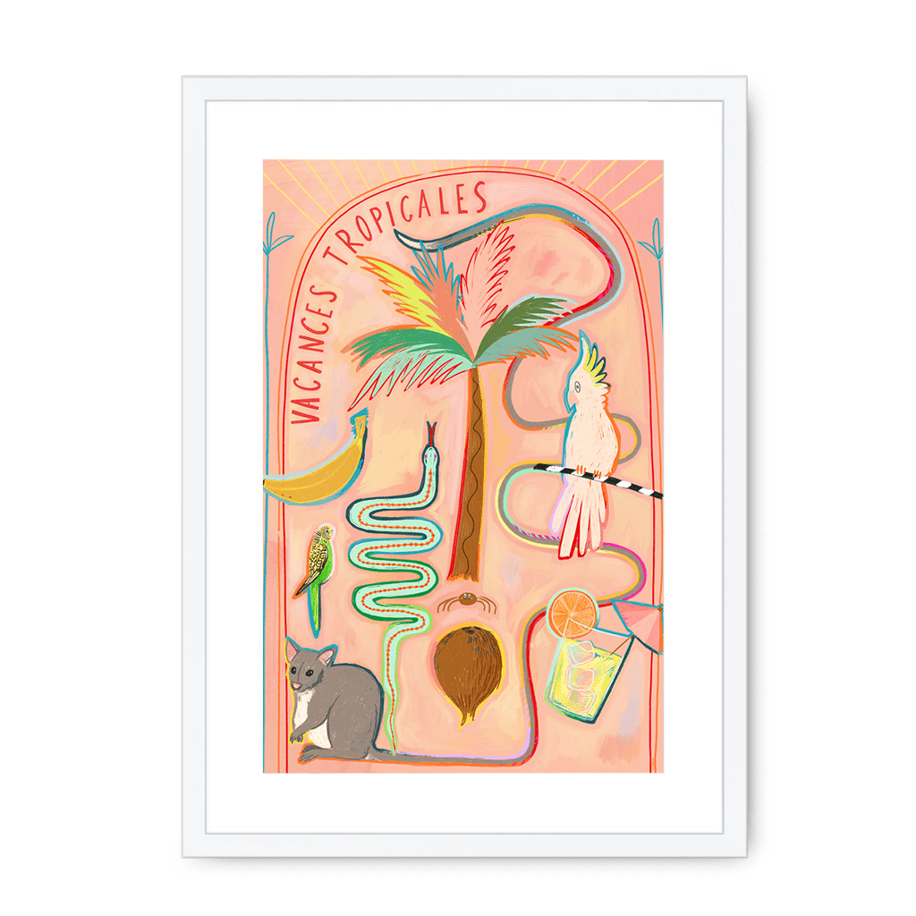 Vacances Tropicales Framed Print Aventures Des Créatures A3 (297 X 420 mm) / White / White Mount Framed Print