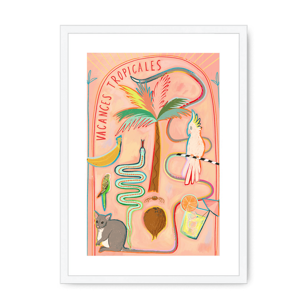Vacances Tropicales Framed Print Aventures Des Créatures A3 (297 X 420 mm) / White / White Mount Framed Print
