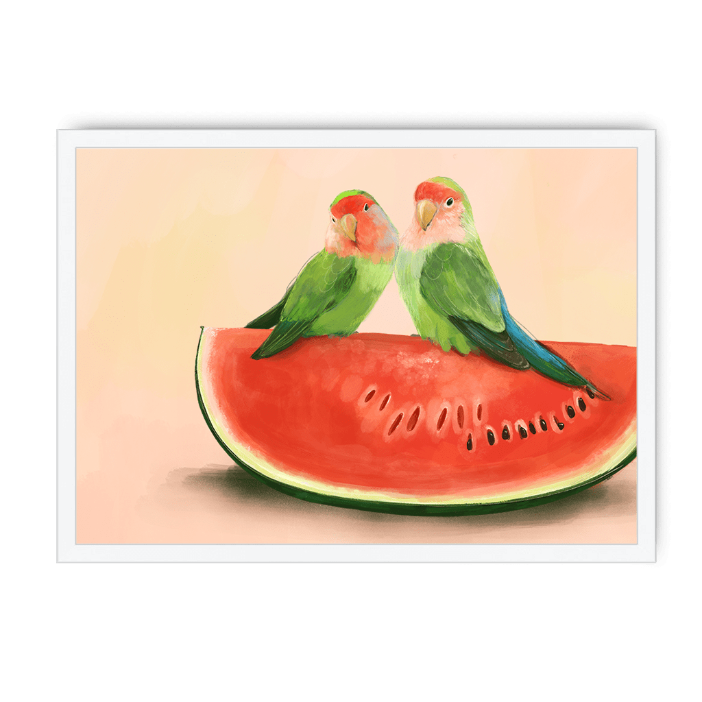 Watermelon Lovebirds Framed Print The Gathering A3 (297 X 420 mm) / White / No Mount (All Art) Framed Print