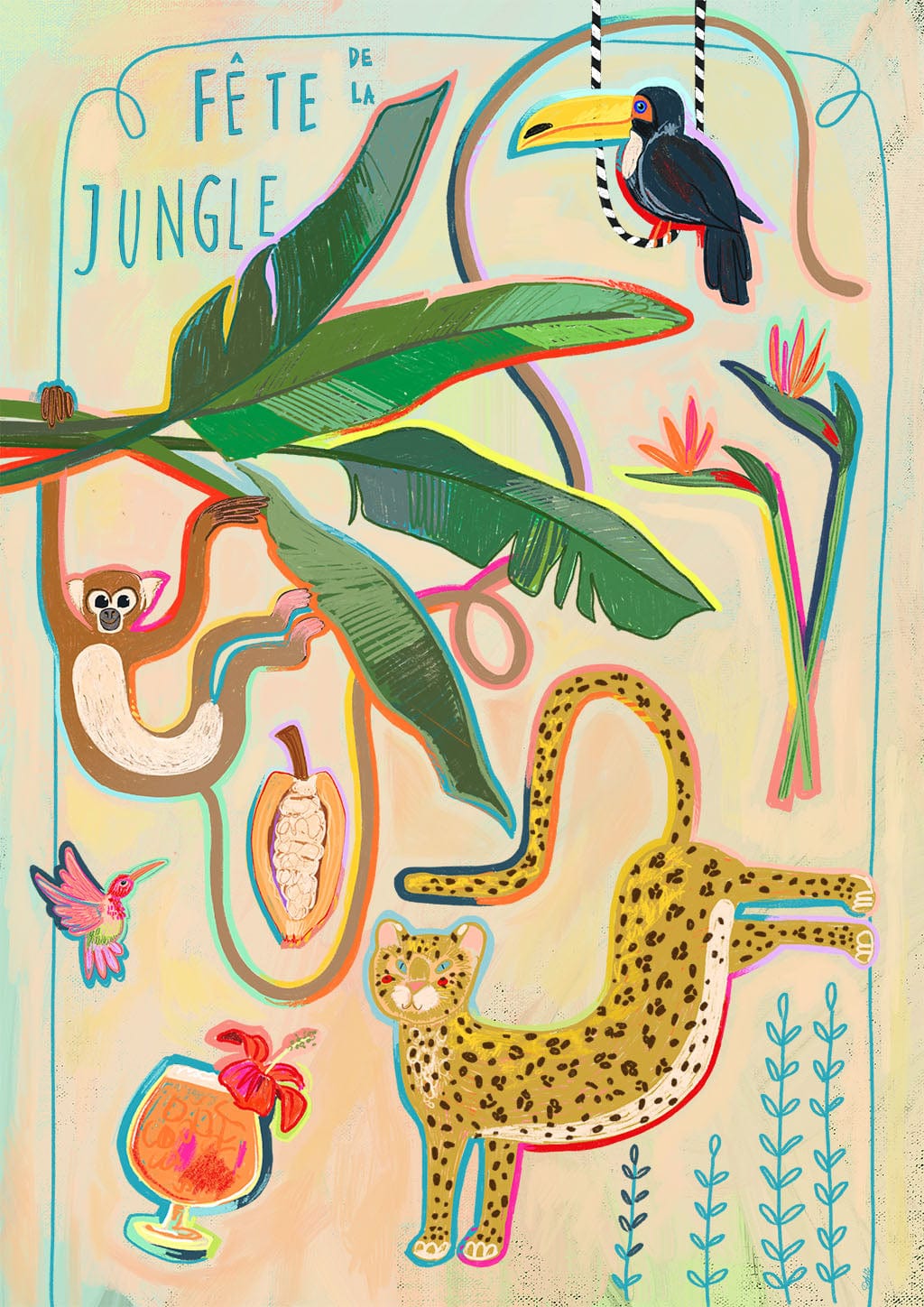 Fête De La Jungle Matte Art Print Aventures Des Créatures Art Print