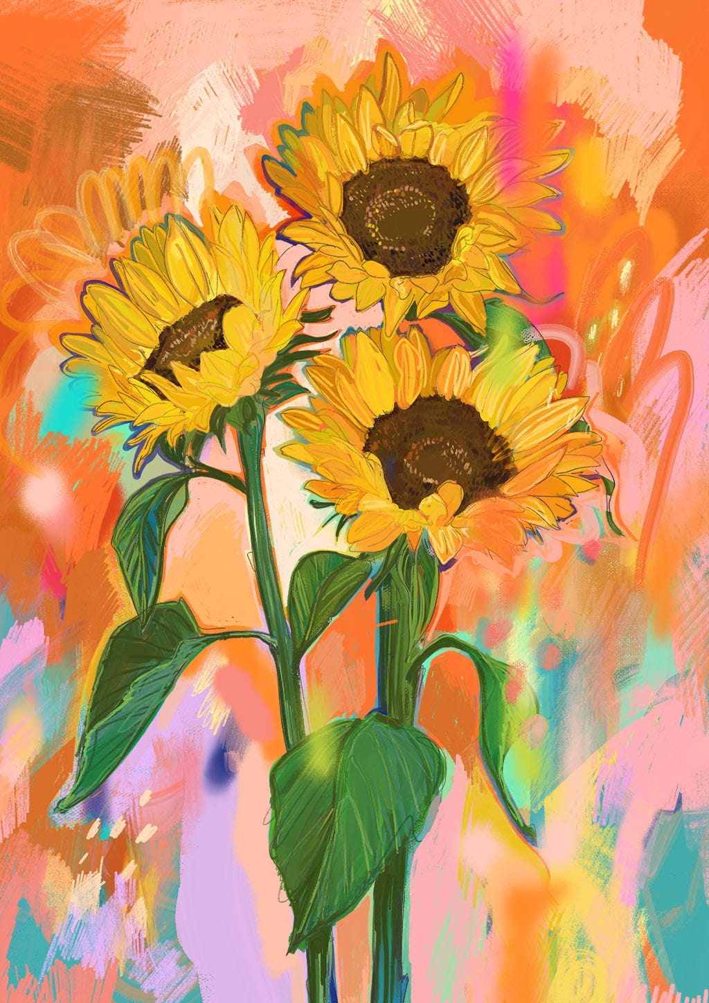 Chromatose Botanica - Sunflowers Giclée Art Print Chromatose Art Print