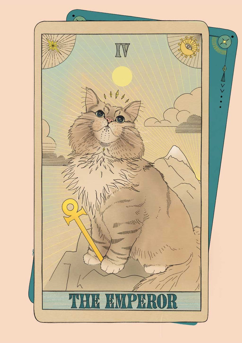 The Emperor Tarot Cat Art Print